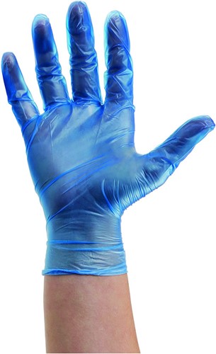 Vinyl handschoenen Blauw poedervrij - 6/xs