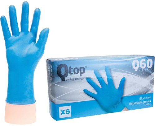 Latex Handschoenen blauw gepoederd - 6/xs