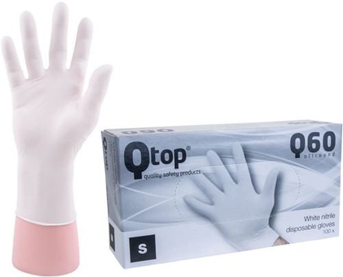 Qtop Q40 Witte Nitril Handschoenen - 7/s