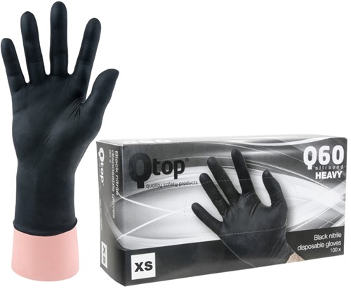 Qtop Q60 Heavy Nitril Zwarte Handschoenen