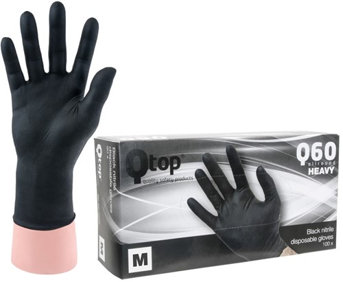 Qtop Q60 Heavy Nitril Zwarte Handschoenen - 8/m