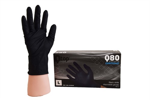 Qtop Q80 Diamond Zwart Nitril handschoen - zwart - l
