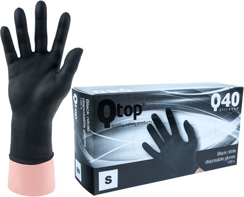 Qtop Q40 Zwarte Nitrile Handschoenen - 7/s