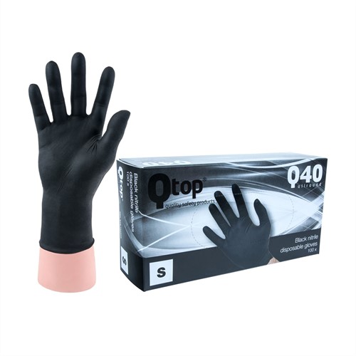 Qtop Q40 Zwarte Nitrile Handschoenen - 7/s