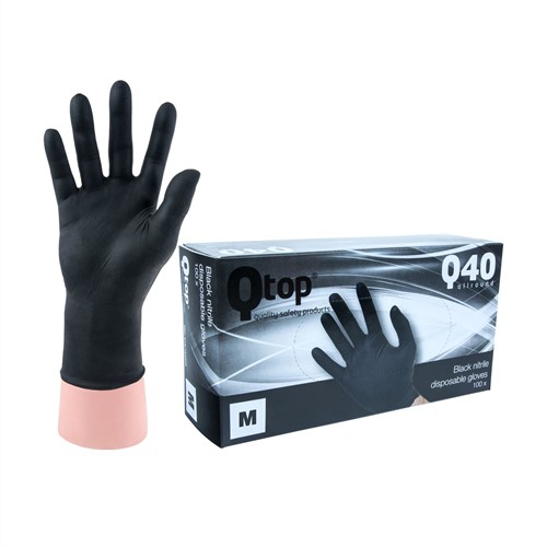 Qtop Q40 Zwarte Nitrile Handschoenen - 8/m