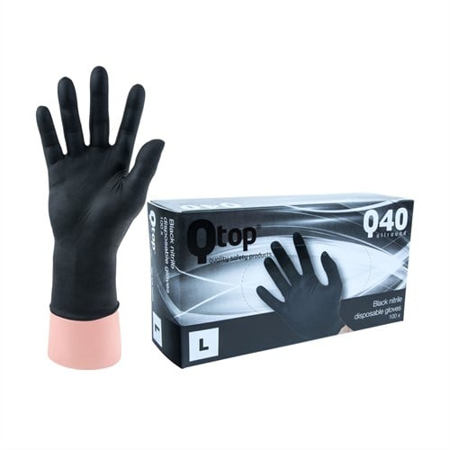 Qtop Q40 Zwarte Nitrile Handschoenen