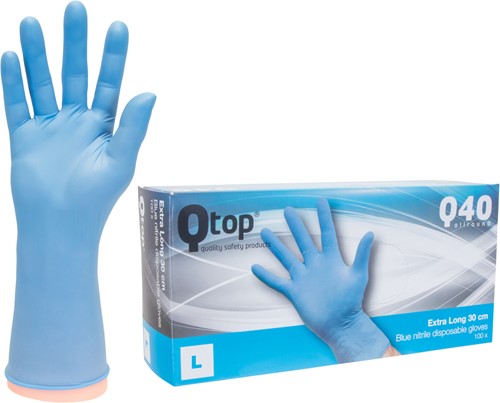 Qtop Q60 Extra lang 30CM Blauwe Nitril Handschoenen - 9/l