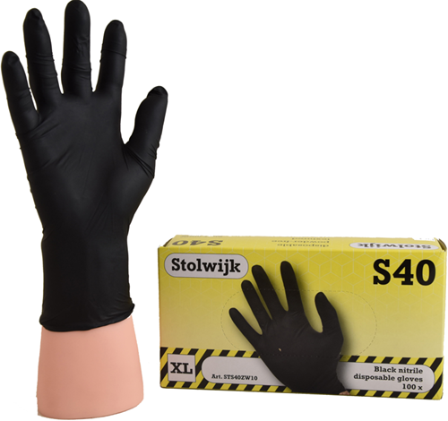 Stolwijk S40 Zwarte Nitril Handschoenen - zwart - 10/xl