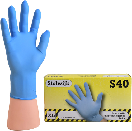 Stolwijk S40 Blauwe Nitril Handschoenen - blauw - 9/l